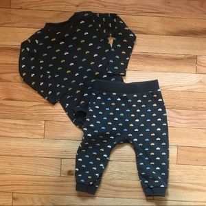 H&M cars onesie and pants set, size 6-9m